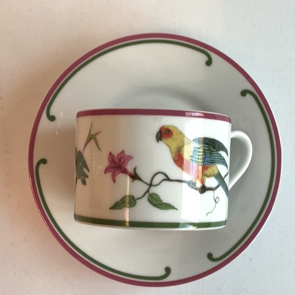 Lynn Chase Designs ~ “Parrots of Paradise” Tea Cup and Saucer - Picture 8 of 9